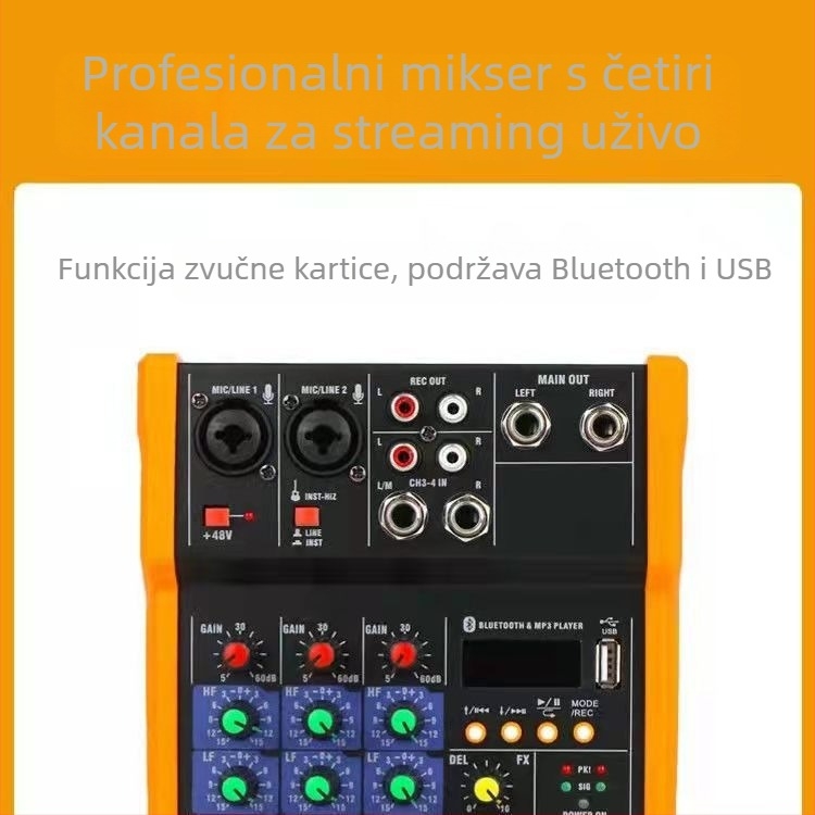 Kaimas 4-kanalni digitalni Bluetooth mikser za mobilno emitiranje uživo i snimanje, model G4