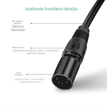 XLR muški na ženski kabel za mikrofon — uravnoteženi audio kabel za mikser i pojačalo