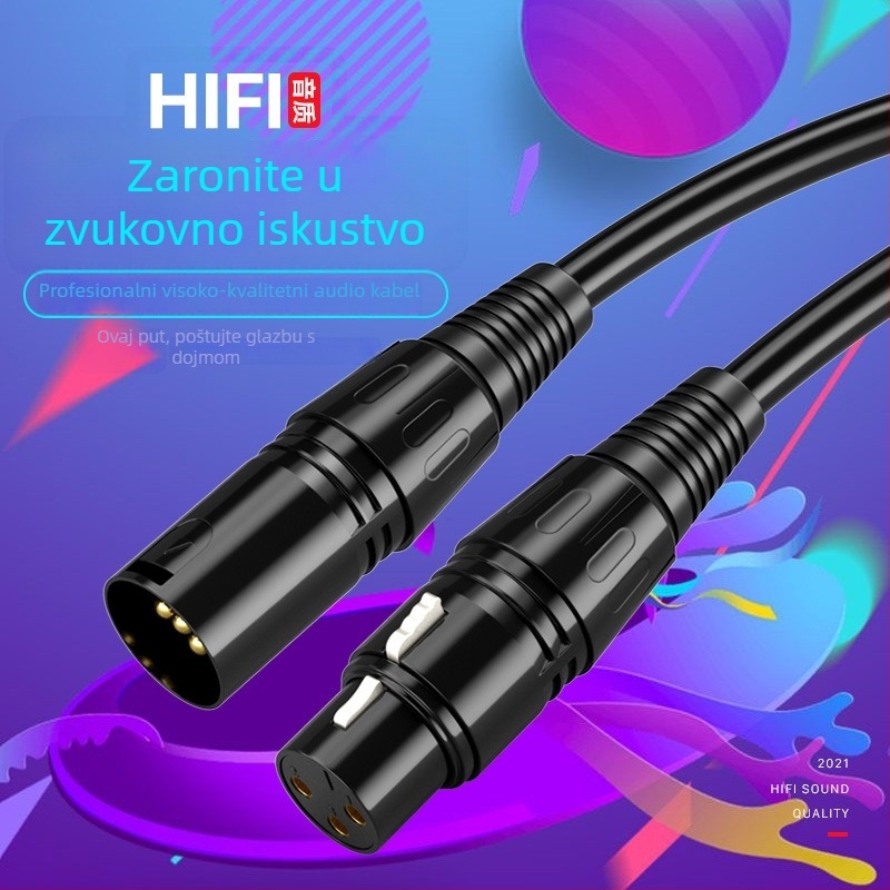 XLR muški na ženski kabel za mikrofon — uravnoteženi audio kabel za mikser i pojačalo