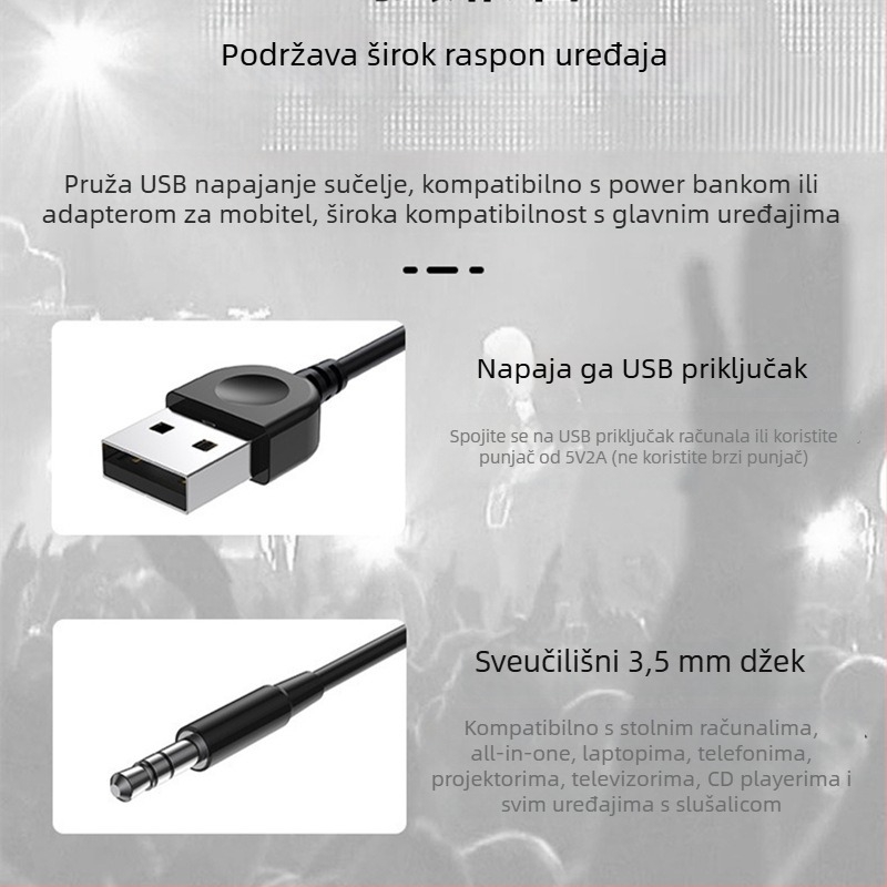 Računalni zvučnik s USB sučeljem, 2-kanalni, 6W, raspon frekvencija 60 Hz-15 kHz, 3,5 mm audio ulaz (USB; 2-kanalan; 6W; 60 Hz-15 kHz; 3,5 mm audio ulaz)