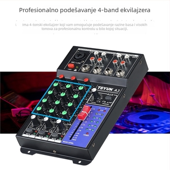 TEYUN profesionalni auto audio mikser s ekvilizerom i reverberatorom, napajanje 9-16V
