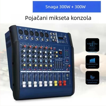 4/6/8/12-kanalni mikser s ugrađenim pojačalom – sve-u-jednom uređaj za vanjske nastupe, karaoke i vjenčanja, audio nadzor