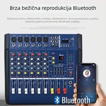 4/6/8/12-kanalni mikser s ugrađenim pojačalom – sve-u-jednom uređaj za vanjske nastupe, karaoke i vjenčanja, audio nadzor