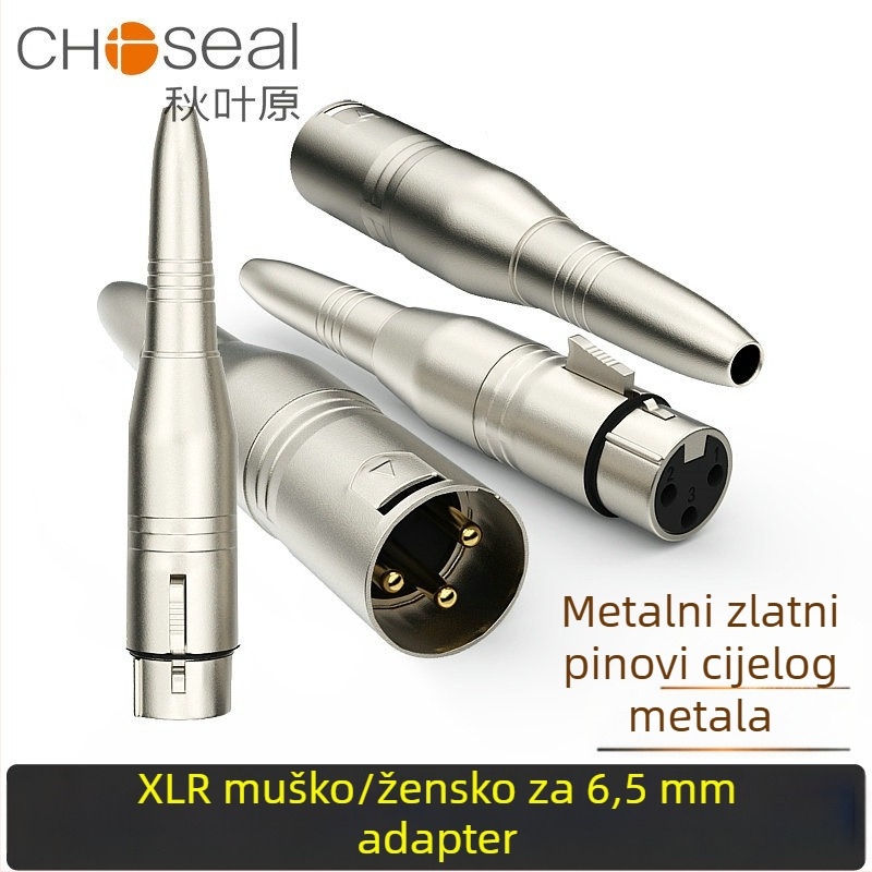 XLR ženski adapter za 6,35 mm zvuk – legura, 500 ciklusa, 1–2 jezgri, za mikrofon i mikser