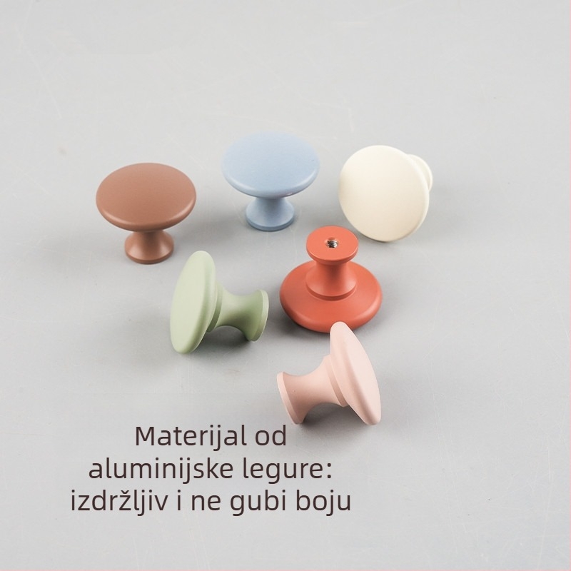 Okrugla ručica za ormariće s jednim otvorom – aluminijska legura, nano sprej premaz, za vrata, ladice i garderobu, moderan minimalistički stil