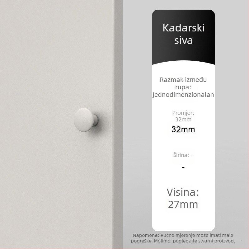 Okrugla ručica za ormariće s jednim otvorom – aluminijska legura, nano sprej premaz, za vrata, ladice i garderobu, moderan minimalistički stil