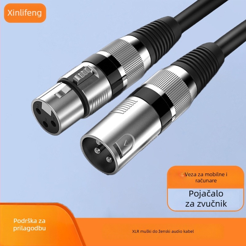 XLR muški–ženski kabel za mikrofon, ekranirani zvukovni kabel s PVC omotačem, ROHS certifikat, za audio/video