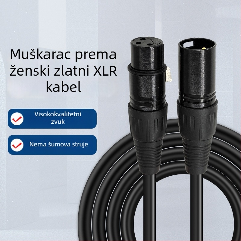 Dvojni XLR audio kabel, zlatni premaz, jezgro od čelika prekriveno bakrom, bakreni vodič