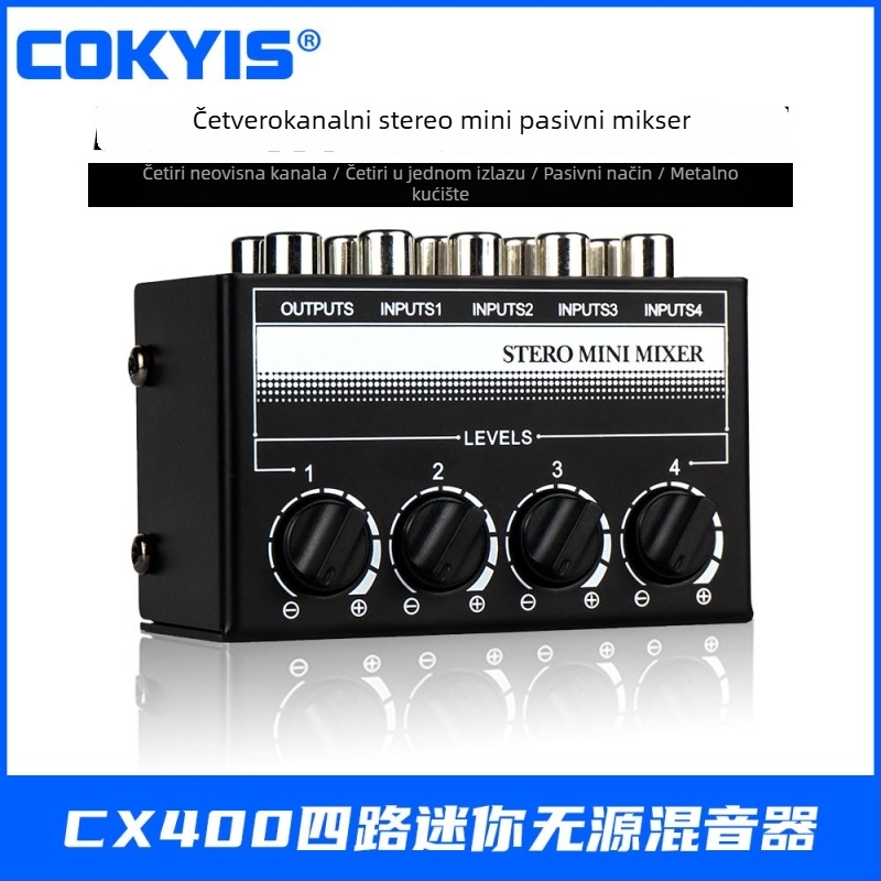 CX400 4-kanalni pasivni stereo audio mikser i kontroler