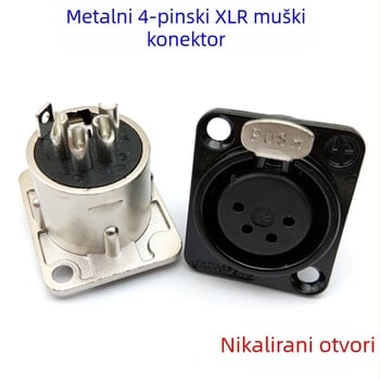 XLR 4-pinski panelni audio konektor, metalno kućište, bakreno jezgro, niklirano