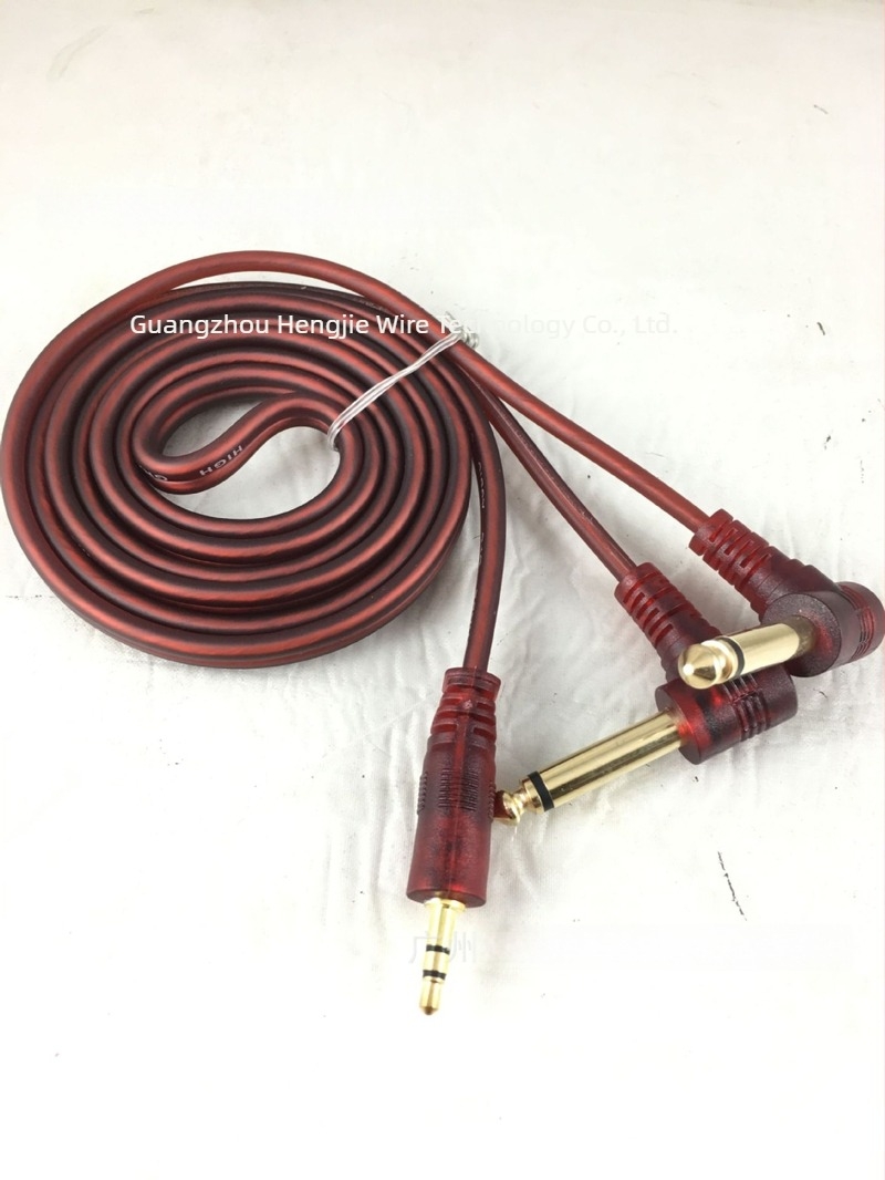 Audio kabel 3,5 mm na dvostruki 6,5 mm, s pozlaćenim konektorima i visokim zaslonom, bakreni vodiči 30×2×12, PVC omotač, mogućnost prilagodbe