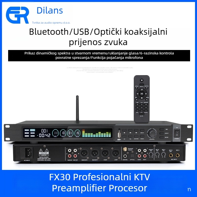 EGR Preamplifier/Efekt procesor za karaoke s USB sučeljem, tijelo od aluminijskoga legura