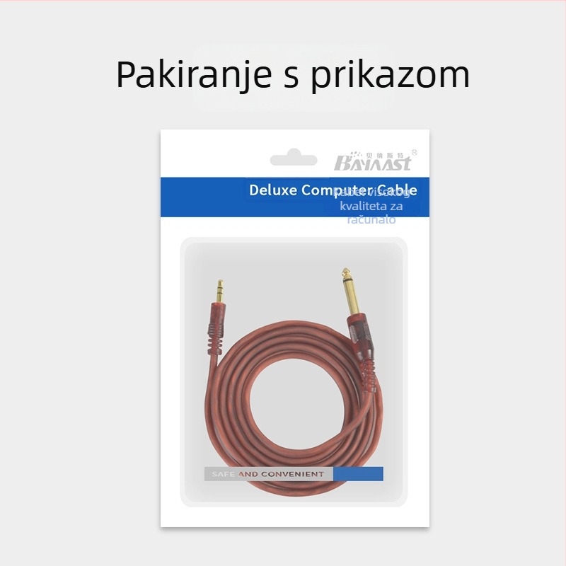 Audio kabel 3,5 mm na 6,5 mm, muški–muški, zlatni konektori, bakreno središte, PVC omotač, za audio opremu i miksere