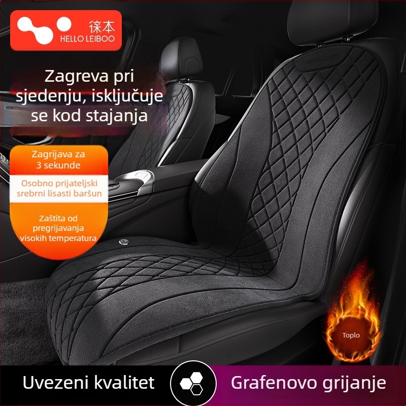 Grafena grijaća navlaka za auto sjedalo – zima, 12V-24V, plišani dio, Leben