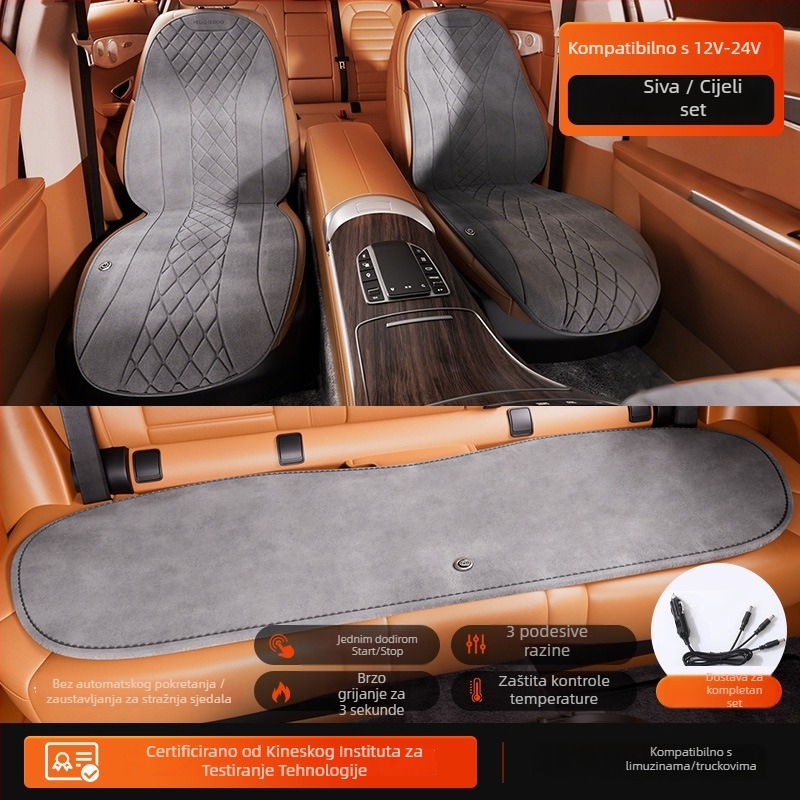 Grafena grijaća navlaka za auto sjedalo – zima, 12V-24V, plišani dio, Leben