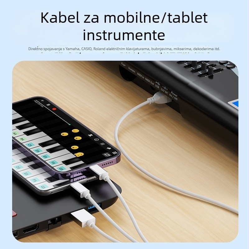 Apple MIDI audio sučelje - OTG razdjelnik Lightning i USB-C, 1 na 3, aluminijska legura, USB 2.0, čip 3959