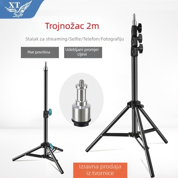 Metalni fotografijski držač za mobitel i studijsko osvjetljenje, radna visina 1.7 m, dizajn s 3 čvora, cijevi Ø25,4/22,2/19,5 mm, nosivost 20 kg
