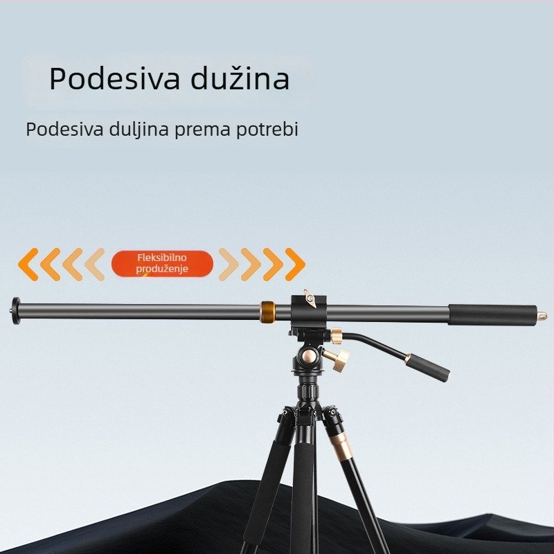 DSLR nosač i ručica za kameru – Karbonska vlakna, dvodijelni teleskopijski gimball, promjer cijevi 28 mm, nosivost 6 kg, proširenje s više sučelja