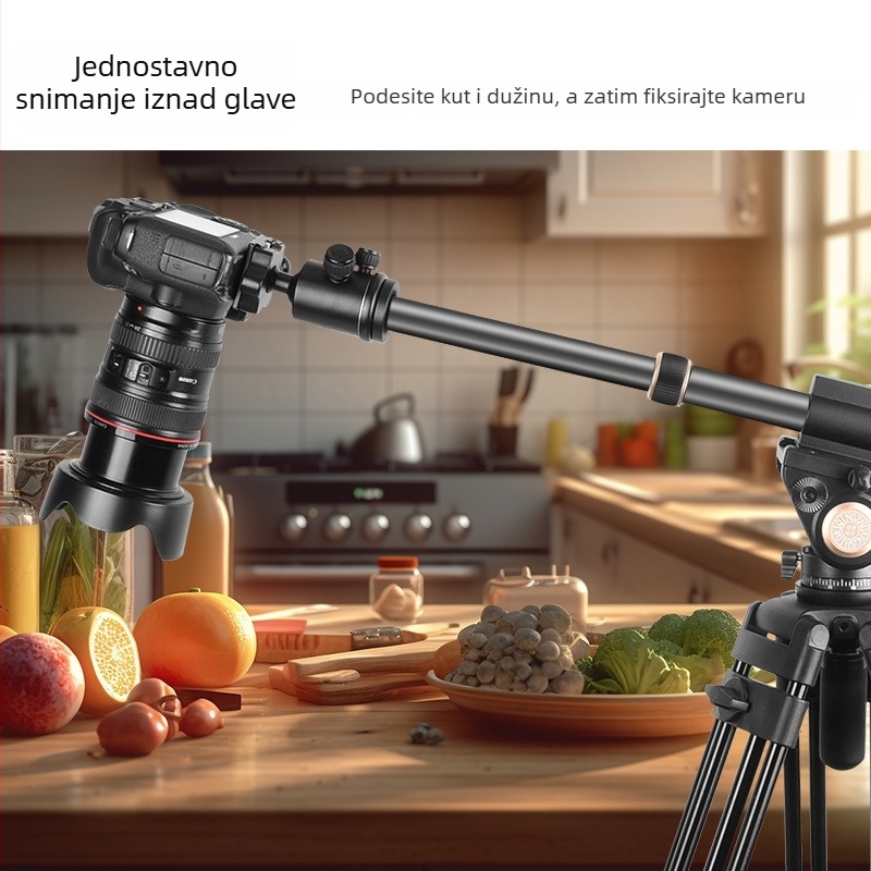 DSLR nosač i ručica za kameru – Karbonska vlakna, dvodijelni teleskopijski gimball, promjer cijevi 28 mm, nosivost 6 kg, proširenje s više sučelja
