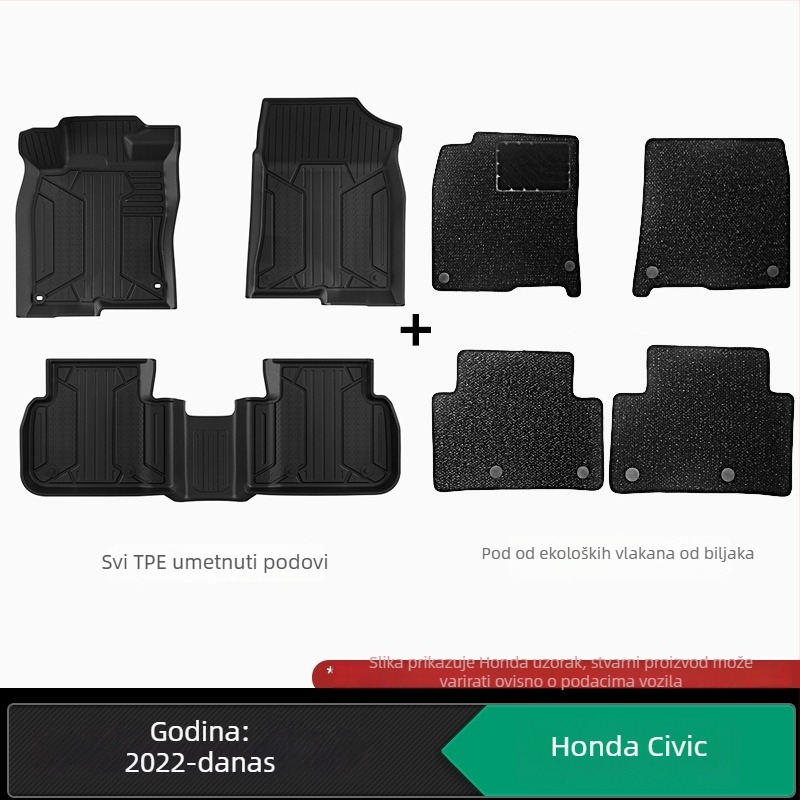 Podne prostirke od TPE, injekcijski oblikovane, kompatibilne s Honda Accord, CR-V, Crosstour, Fit, Lingpai