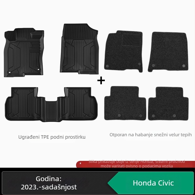 Podne prostirke od TPE, injekcijski oblikovane, kompatibilne s Honda Accord, CR-V, Crosstour, Fit, Lingpai