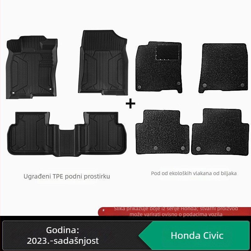 Podne prostirke od TPE, injekcijski oblikovane, kompatibilne s Honda Accord, CR-V, Crosstour, Fit, Lingpai