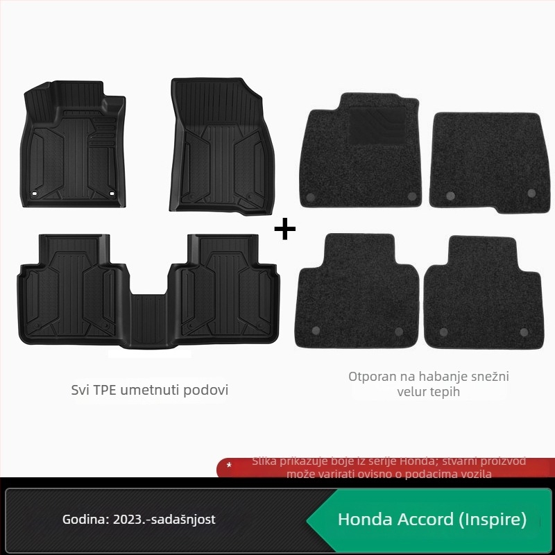 Podne prostirke od TPE, injekcijski oblikovane, kompatibilne s Honda Accord, CR-V, Crosstour, Fit, Lingpai