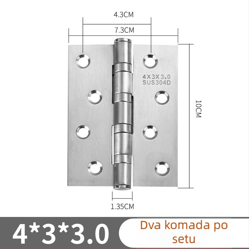 Nehrđajući čelični plosnati šarka za vrata, prozore i ormariće – veličine 4×3×2.0/2.5/3.0, brušeni završetak, tihi ležaj