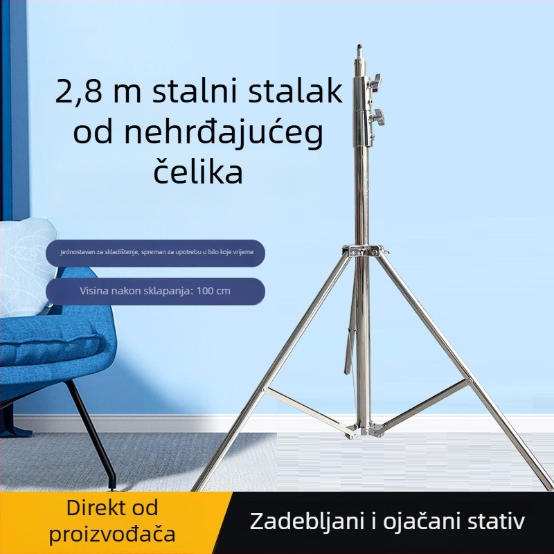 Fotostativ od nehrđajućeg čelika + ABS, 3-sekcijski, nosivost 3–5 kg, promjeri cijevi 25/30/35 mm, težina 1,5 kg