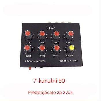 Pojačalo za slušalice sa sedmerostrukim stereo ekvilajzerom i kontrolom visokih, srednjih i basa za mobitele — Rhythm Imagination Eq-7