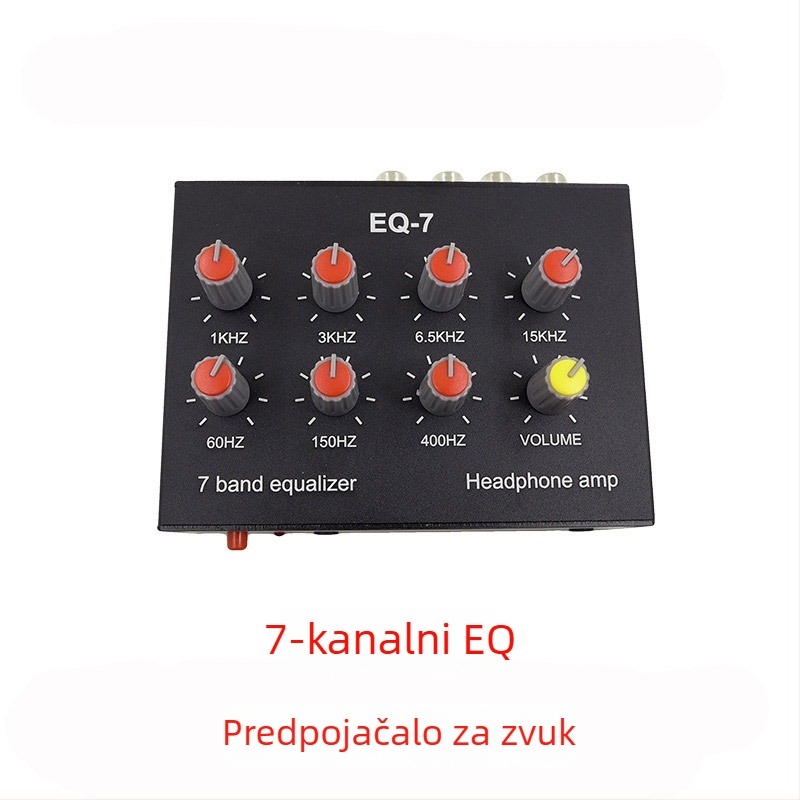 Pojačalo za slušalice sa sedmerostrukim stereo ekvilajzerom i kontrolom visokih, srednjih i basa za mobitele — Rhythm Imagination Eq-7