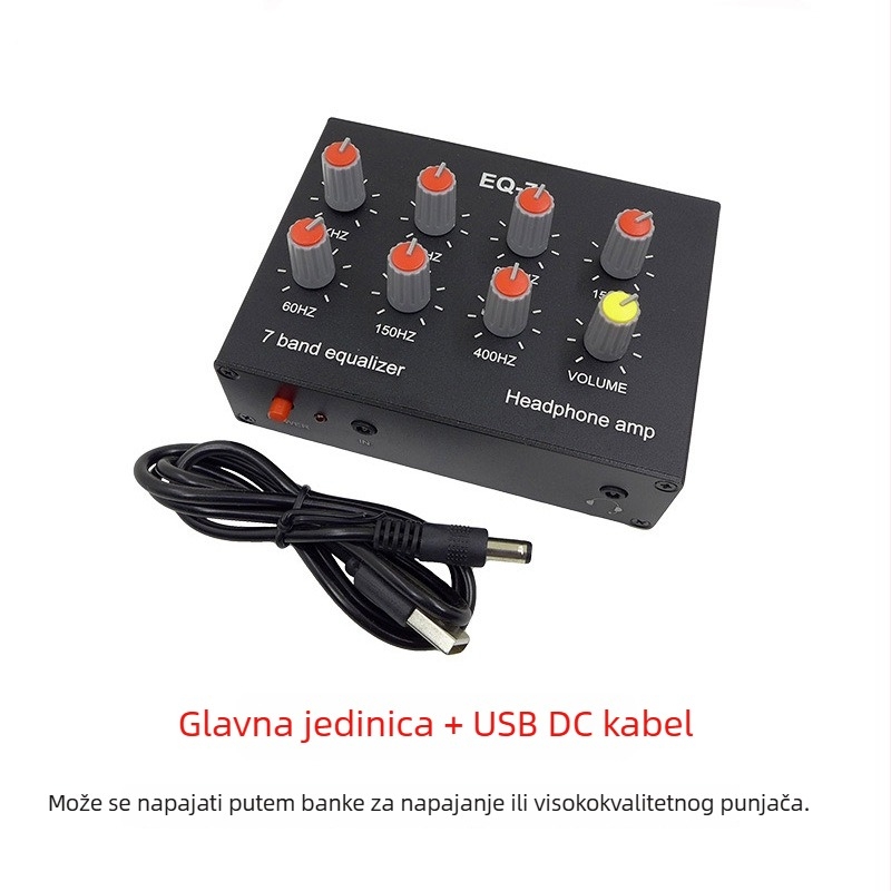 Pojačalo za slušalice sa sedmerostrukim stereo ekvilajzerom i kontrolom visokih, srednjih i basa za mobitele — Rhythm Imagination Eq-7