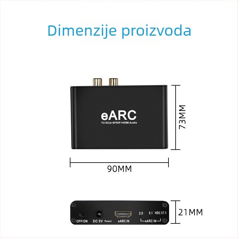 eARC audio pretvarač za HDMI ARC, povratni zvuk Dolby 7.1/5.1 bez gubitka