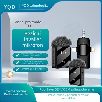 Klip mikrofon za ovratnik – kabelski, profesionalno snimanje, raspon frekvencija 100 Hz–20 kHz, SNR ≥75 dB, bez ugrađene baterije