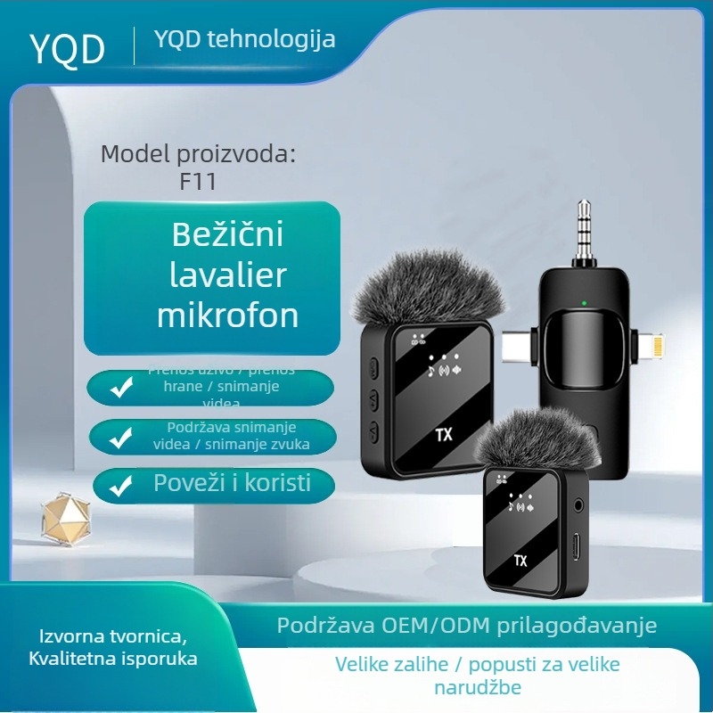 Klip mikrofon za ovratnik – kabelski, profesionalno snimanje, raspon frekvencija 100 Hz–20 kHz, SNR ≥75 dB, bez ugrađene baterije
