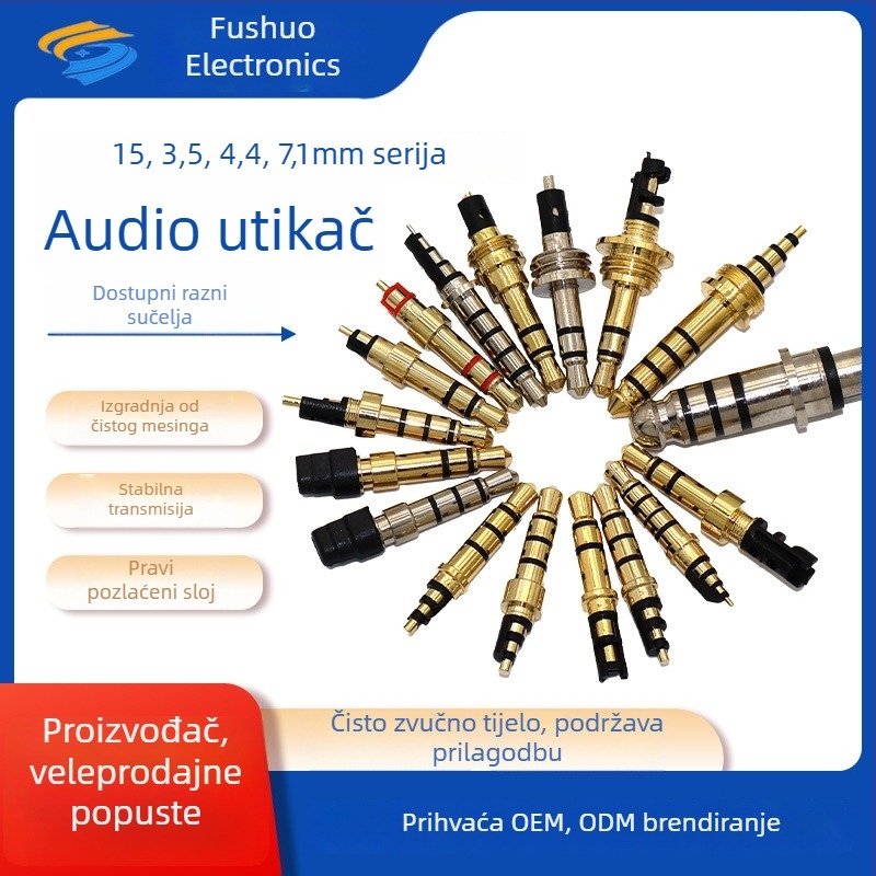 3,5 mm Audio/Vid priključak za krajnu Hi-Fi ploču (Brend: Fu Shuo; Radna temperatura: 20–100°C; SGS certificirano; Vrsta priključka: Audio/Video)