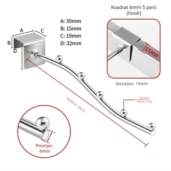 Kuka protiv krađe za balkon, višeredni dizajn, PP materijal, 1 kom, nosivost 3–5 kg