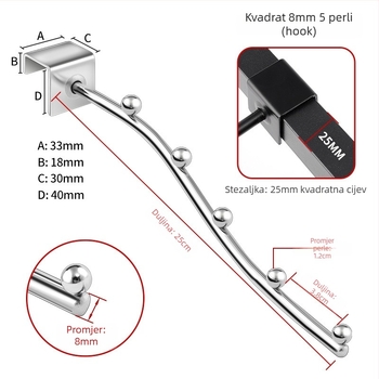 Kuka protiv krađe za balkon, višeredni dizajn, PP materijal, 1 kom, nosivost 3–5 kg