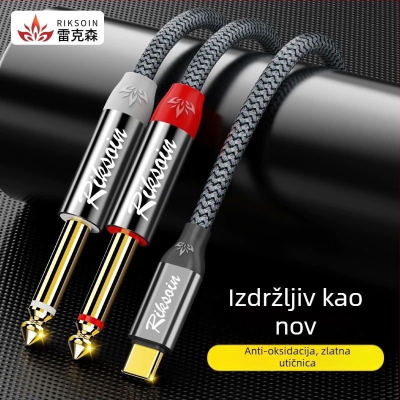 Type-C audio kabel s dvostrukim izlazom od 6,5 mm, 6,35 mm priključcima, za elektroničku klavijaturu i audio mikser