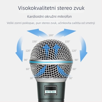 BETA77A Dinamički žični mikrofon za pozornicu – superkardioidan, XLR 3‑pin, 5 m kabel, 30 Hz–15 kHz
