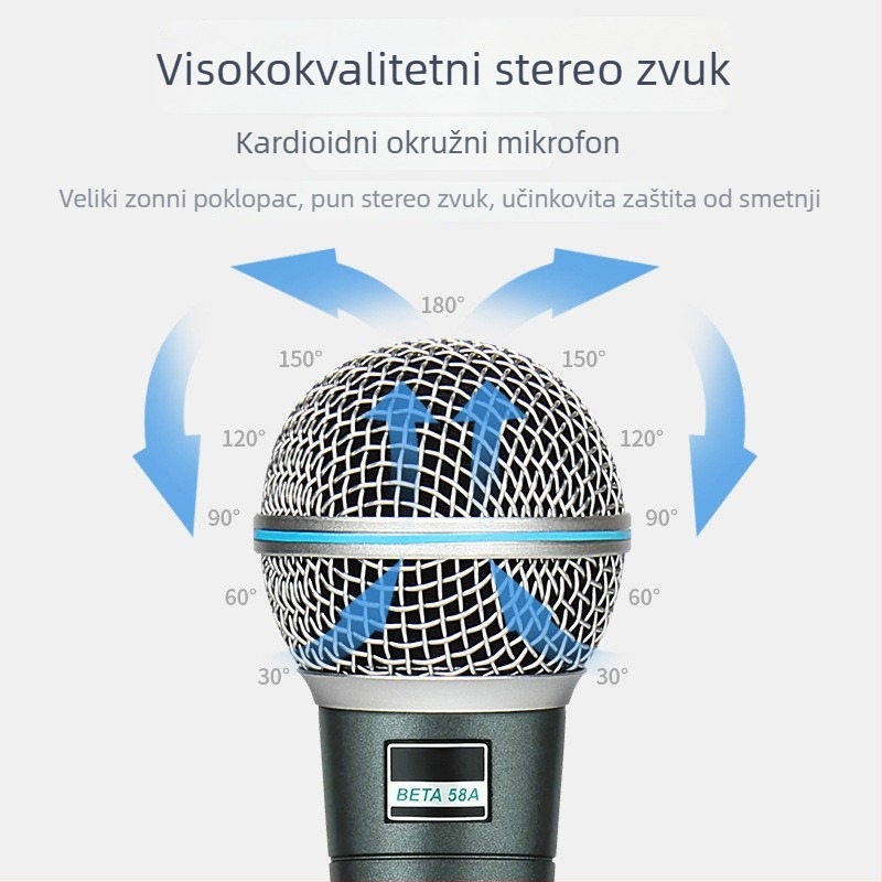 BETA77A Dinamički žični mikrofon za pozornicu – superkardioidan, XLR 3‑pin, 5 m kabel, 30 Hz–15 kHz