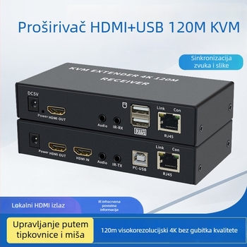 4K (3840x2160@30Hz) KVM extender, RJ45 na HDMI preko mreže, do 120 m, IR loop-out i odvajanje zvuka, model HKM120