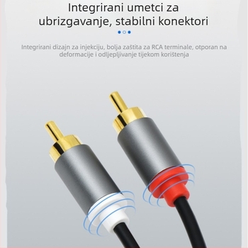 AV kabel 2RCA na 2RCA, pozlaćeni, bakreno jezgro, bakreni kabel, za računalne periferije