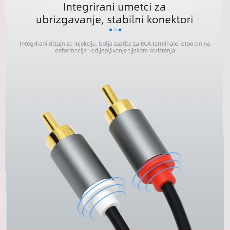 AV kabel 2RCA na 2RCA, pozlaćeni, bakreno jezgro, bakreni kabel, za računalne periferije