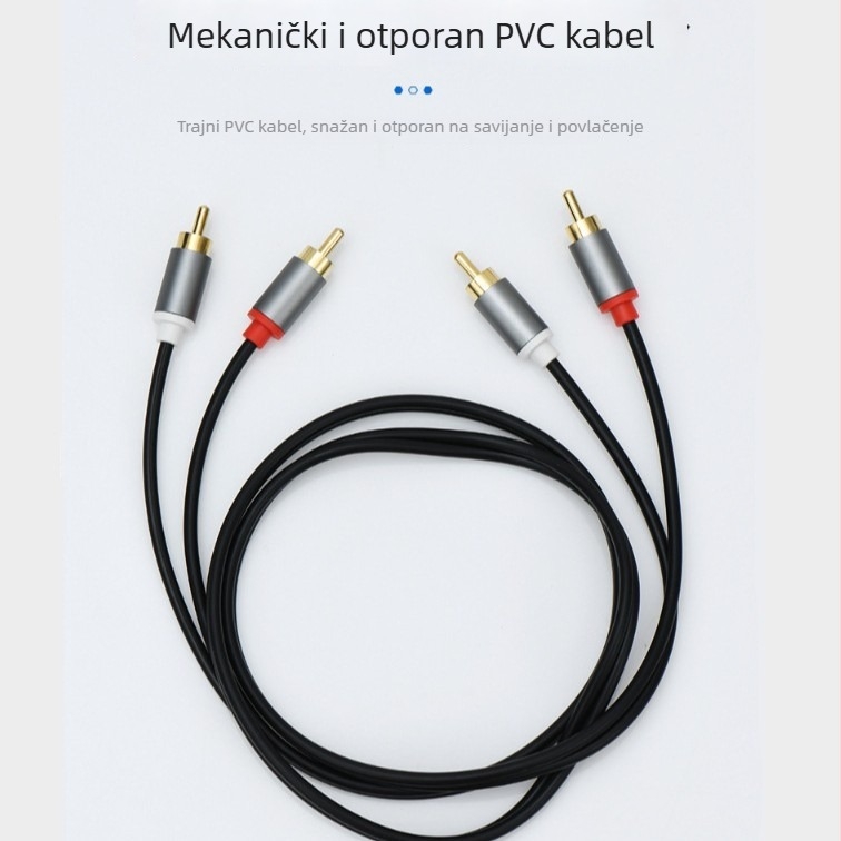 AV kabel 2RCA na 2RCA, pozlaćeni, bakreno jezgro, bakreni kabel, za računalne periferije