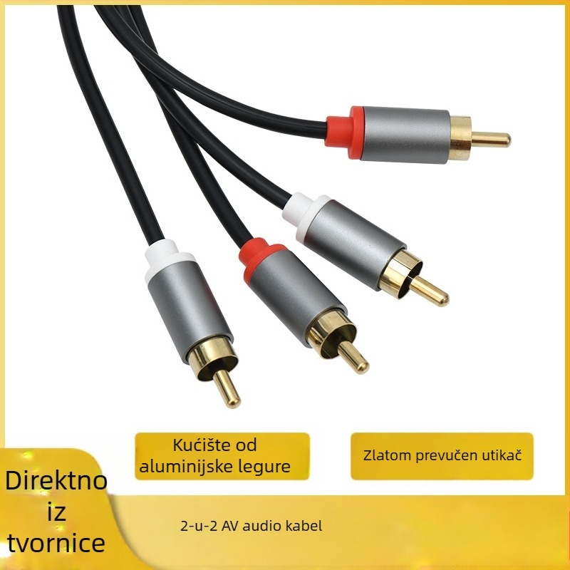 AV kabel 2RCA na 2RCA, pozlaćeni, bakreno jezgro, bakreni kabel, za računalne periferije