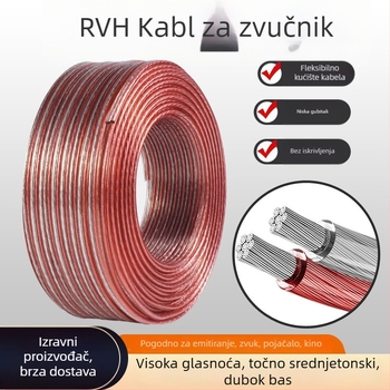 Audiophile kabel za zvučnike – 150-žilni OFC bakreni vodič, PVC kućište, prozirni zlatno-srebrni vodiči, za pojačalo i zvučnike, certificirano prema Nacionalnom standardu