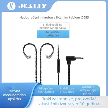 JC08S Kabel za nadogradnju slušalica od bezoksidnog bakra s mikrofonom – Hi‑Fi gaming kabel za slušalice
