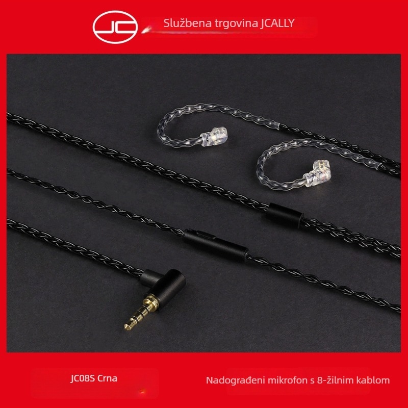 JC08S Kabel za nadogradnju slušalica od bezoksidnog bakra s mikrofonom – Hi‑Fi gaming kabel za slušalice