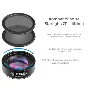 Every Source 30120 makro objektiv za pametni telefon, 30–120x zum, za nakit i nefrit, univerzalna kompatibilnost